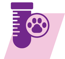 pink and purple geometric icon of a pet laboratory sample